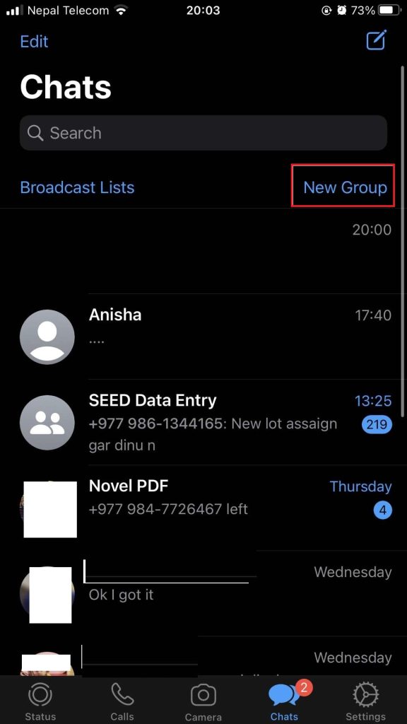 New group icon to create a group on WhatsApp