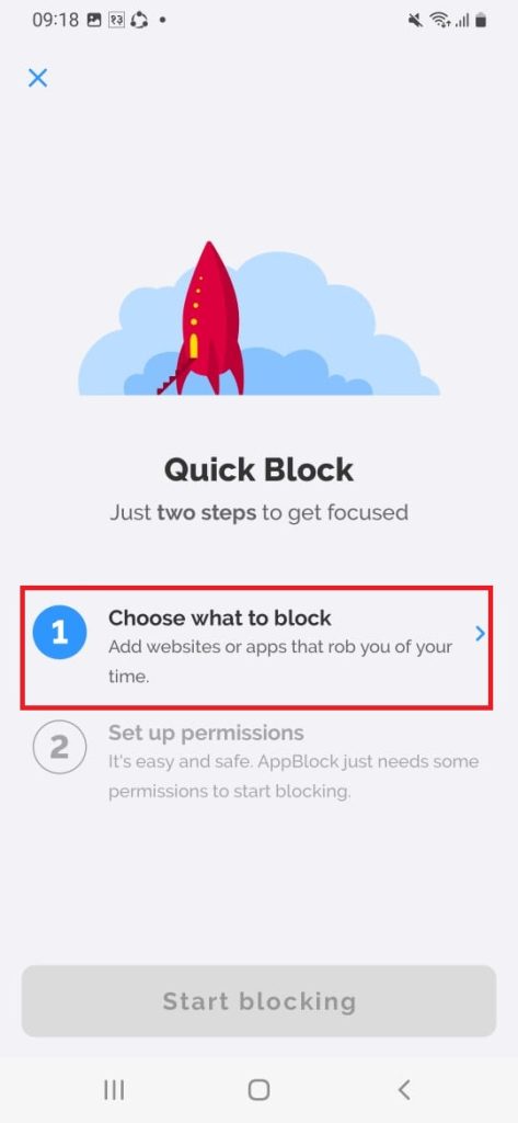 Choose what to block inorder to block websites on Android