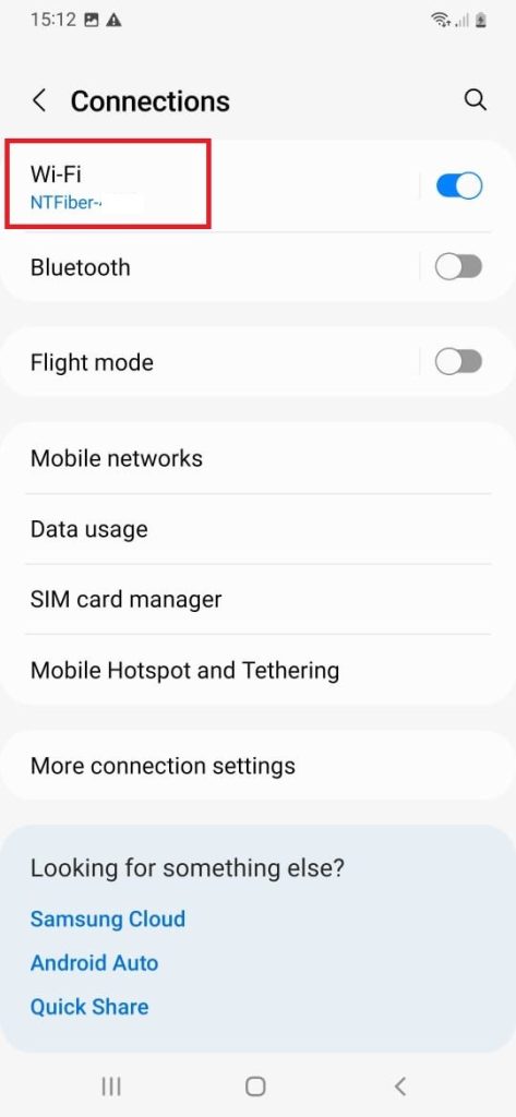 connected WIFI details