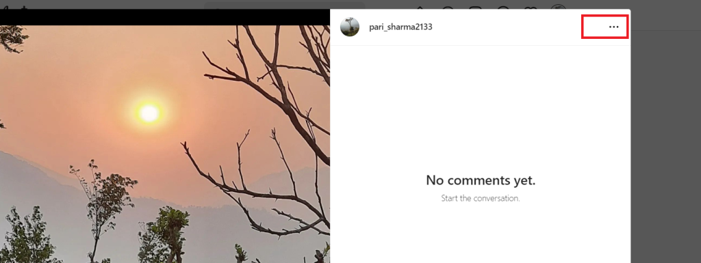 select three dots to hide like count on Instagram