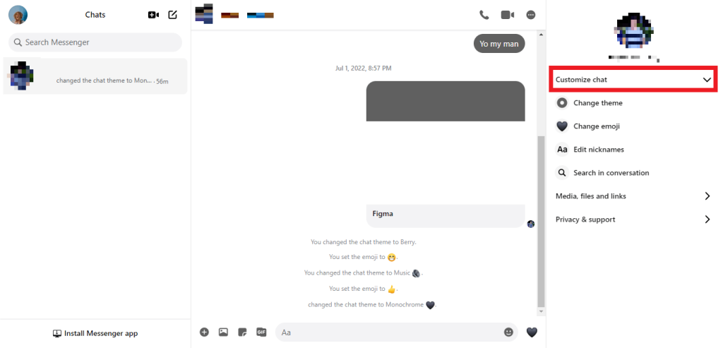 customize chat themes option