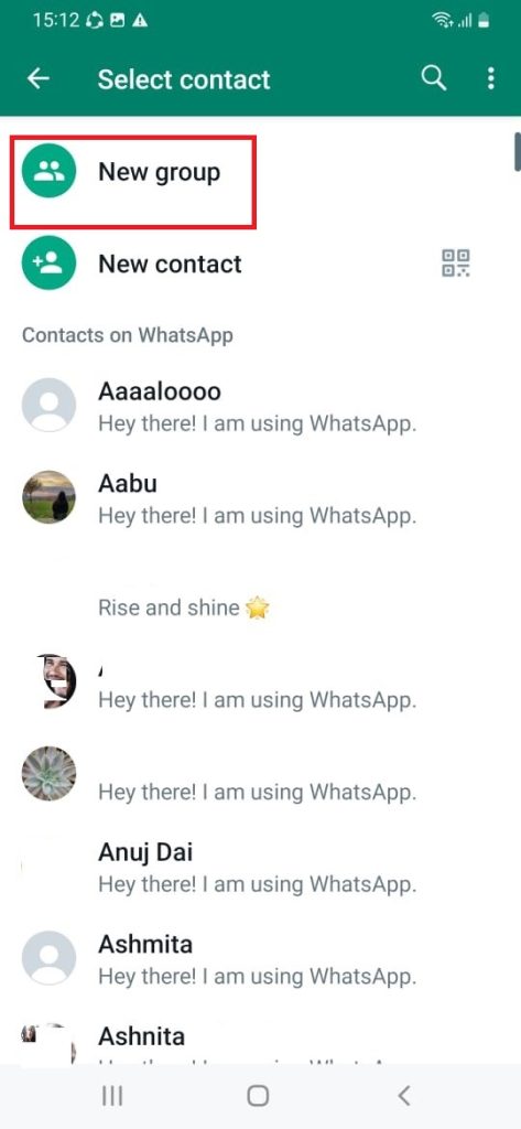 New group icon to create group on WhatsApp