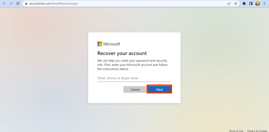 Microsoft change password 