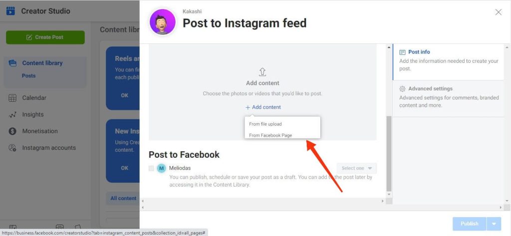 add content to post on Instagram