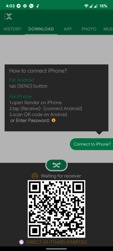 Click on SEND option on Android