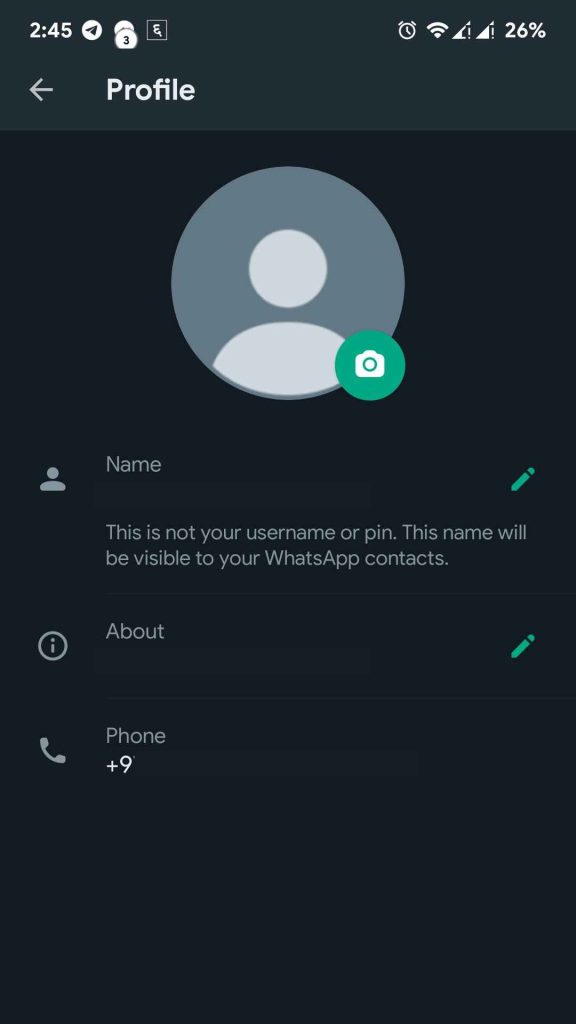 To Find your WhatsApp phone number on Android, your phone will be visible on the bottom.