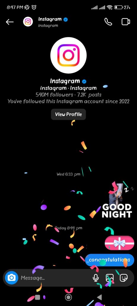 celebration effect instagram