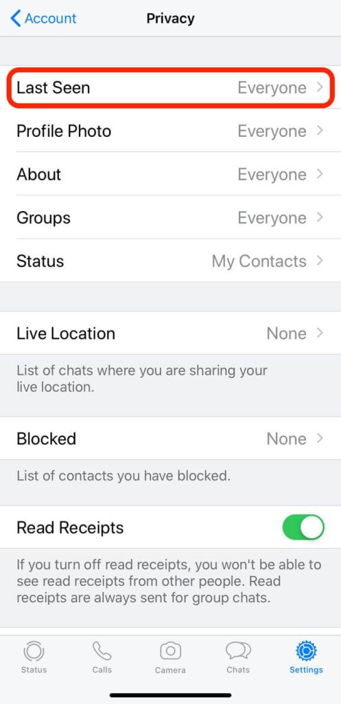 hide online status Whatsapp iPhone