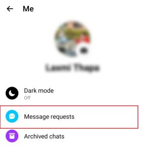 Finding Messenger message request on phone