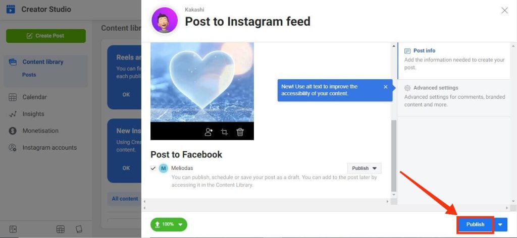 Publish Post on Instagram From PC