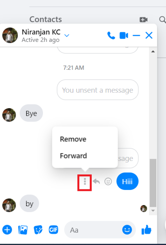 Delete messages on Messenger
