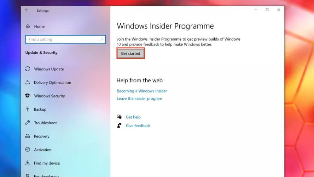 Windows insider program