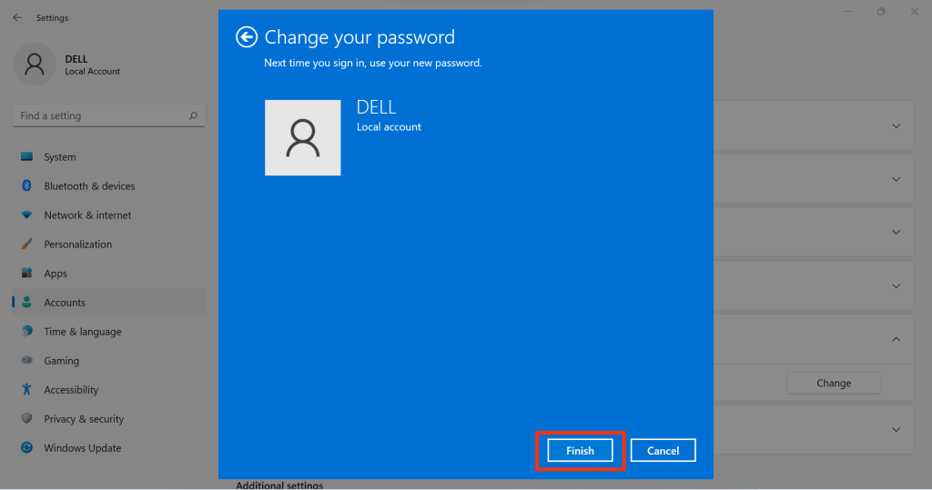 change password windows 11