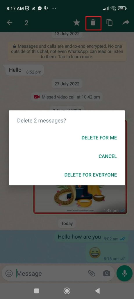 WhatsApp Delete Message