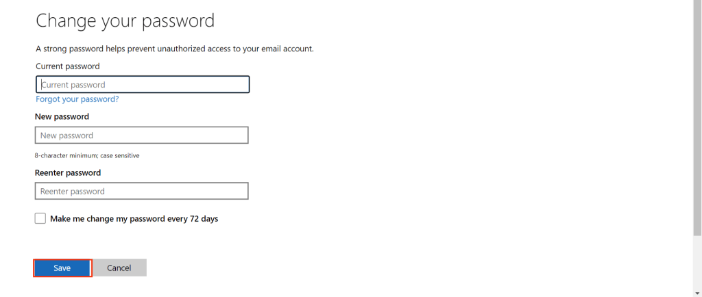 Microsoft change password 