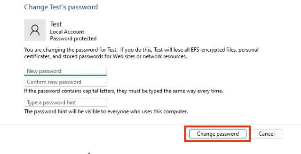 change password windows 11