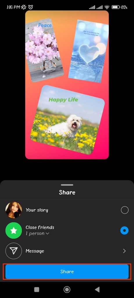 share multiple photos Instagram story