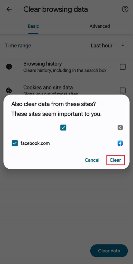 Clearing cache on Chrome