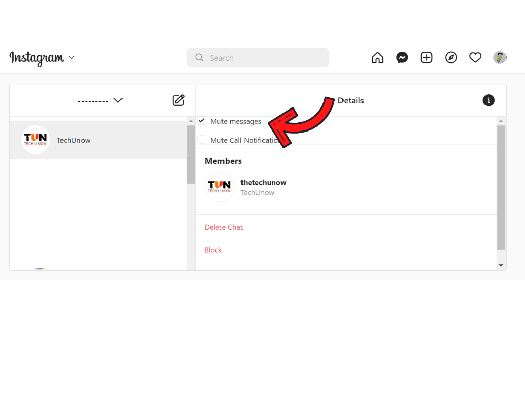 How to Mute Instagram messages on Laptop