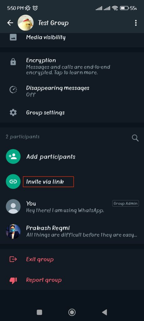 Invite via link to WhatsApp group