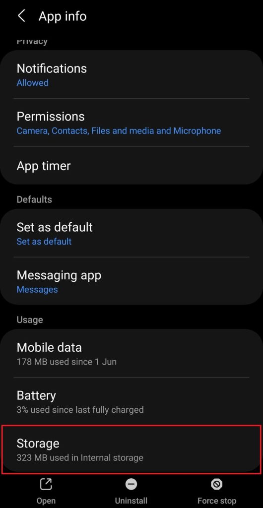 Clearing data to log out of Facebook Messenger