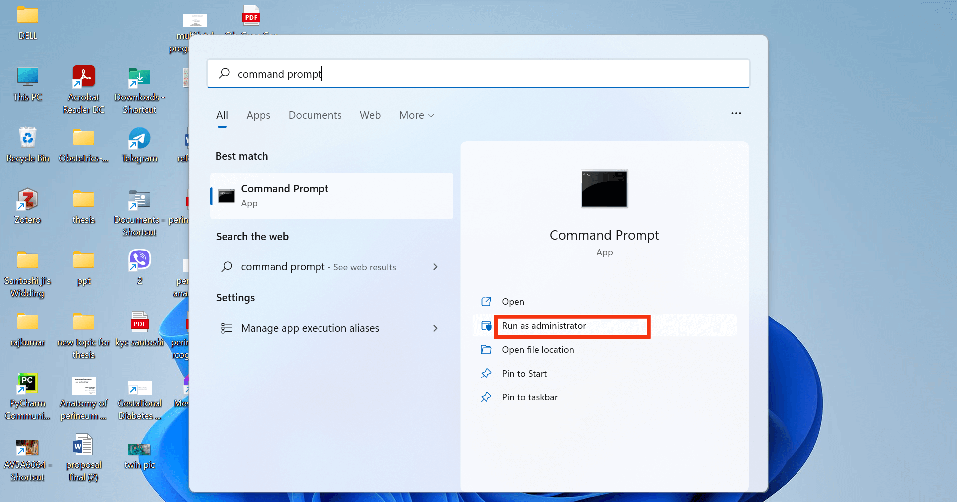 command prompt on Windows 11