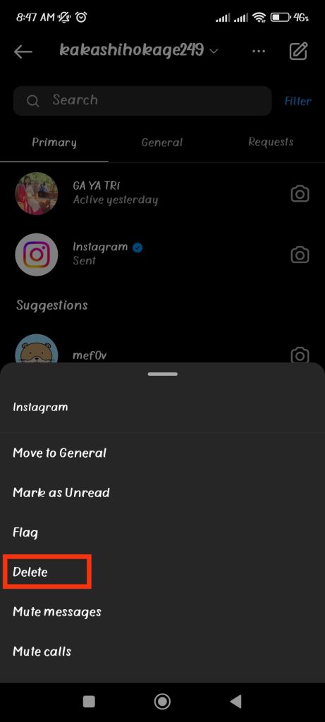 delete messages on Instagram 