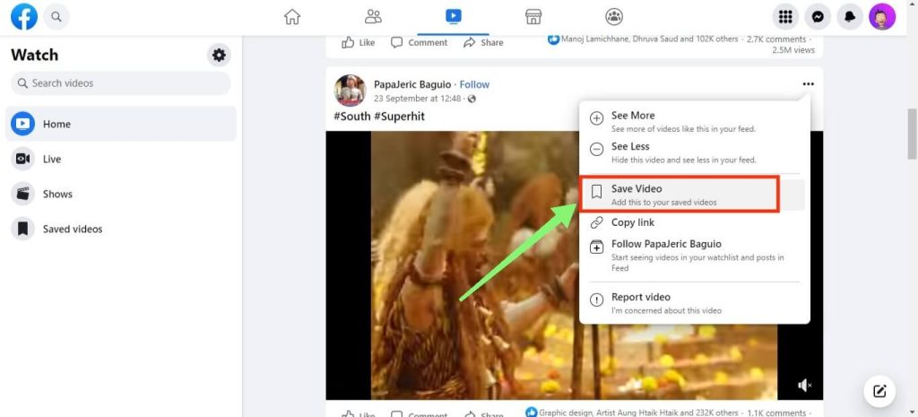 Save FB videos on PC