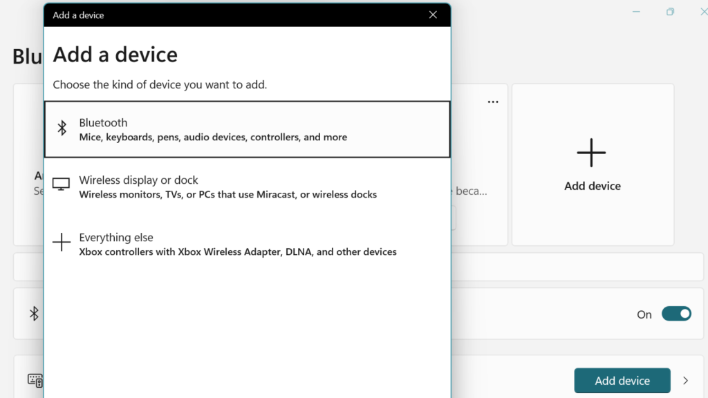 To Connect AirPods to Windows 11, Choose + Add device