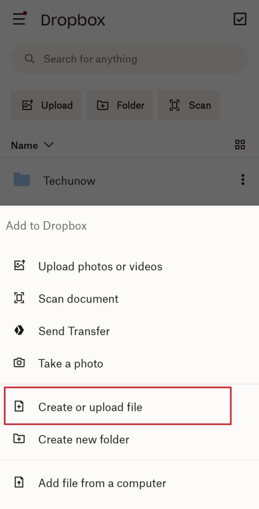 Dropbox import files