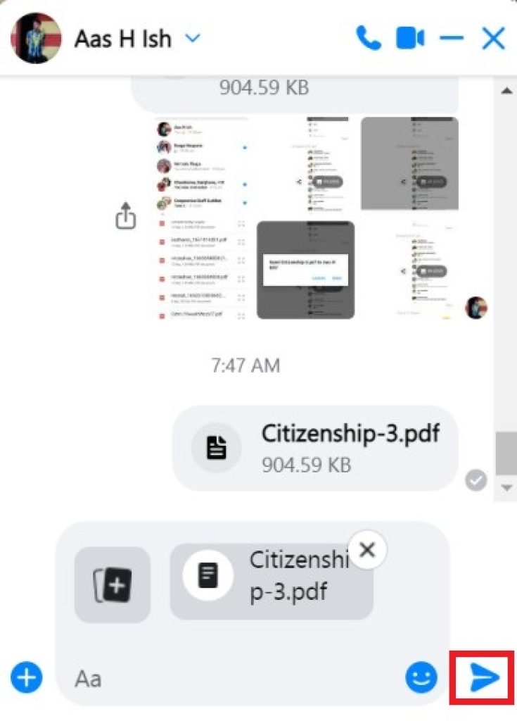 send pdf on messenger