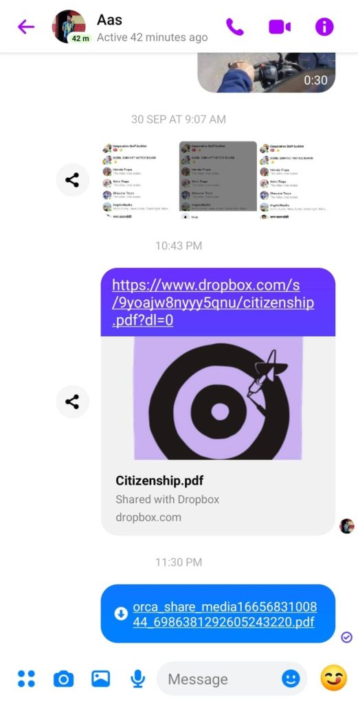 send pdf on messenger