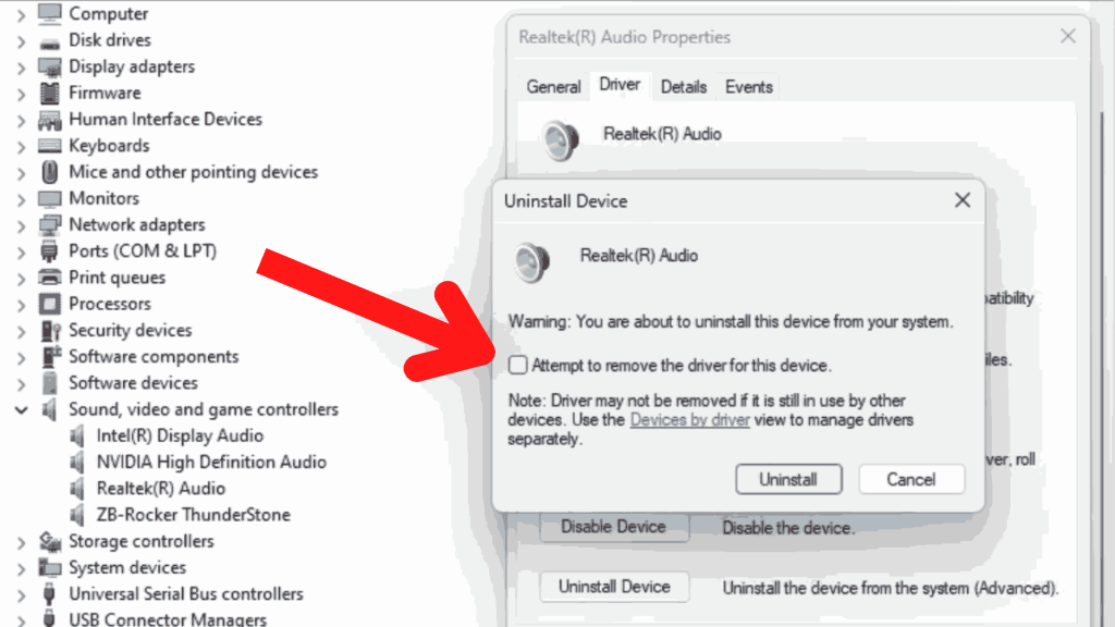 You may see the option Attempt to remove the driver for this device.” Just check or click on the checkbox.