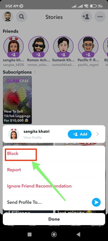 block someone on Snapchat