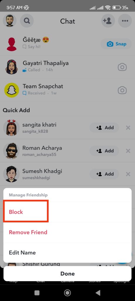 block someone on Snapchat 