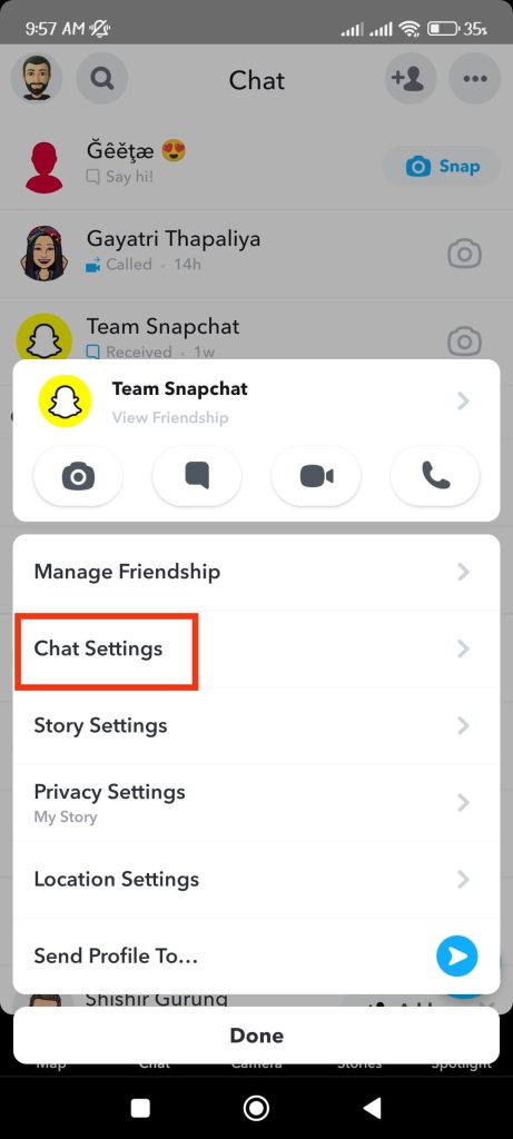 go to chat settings