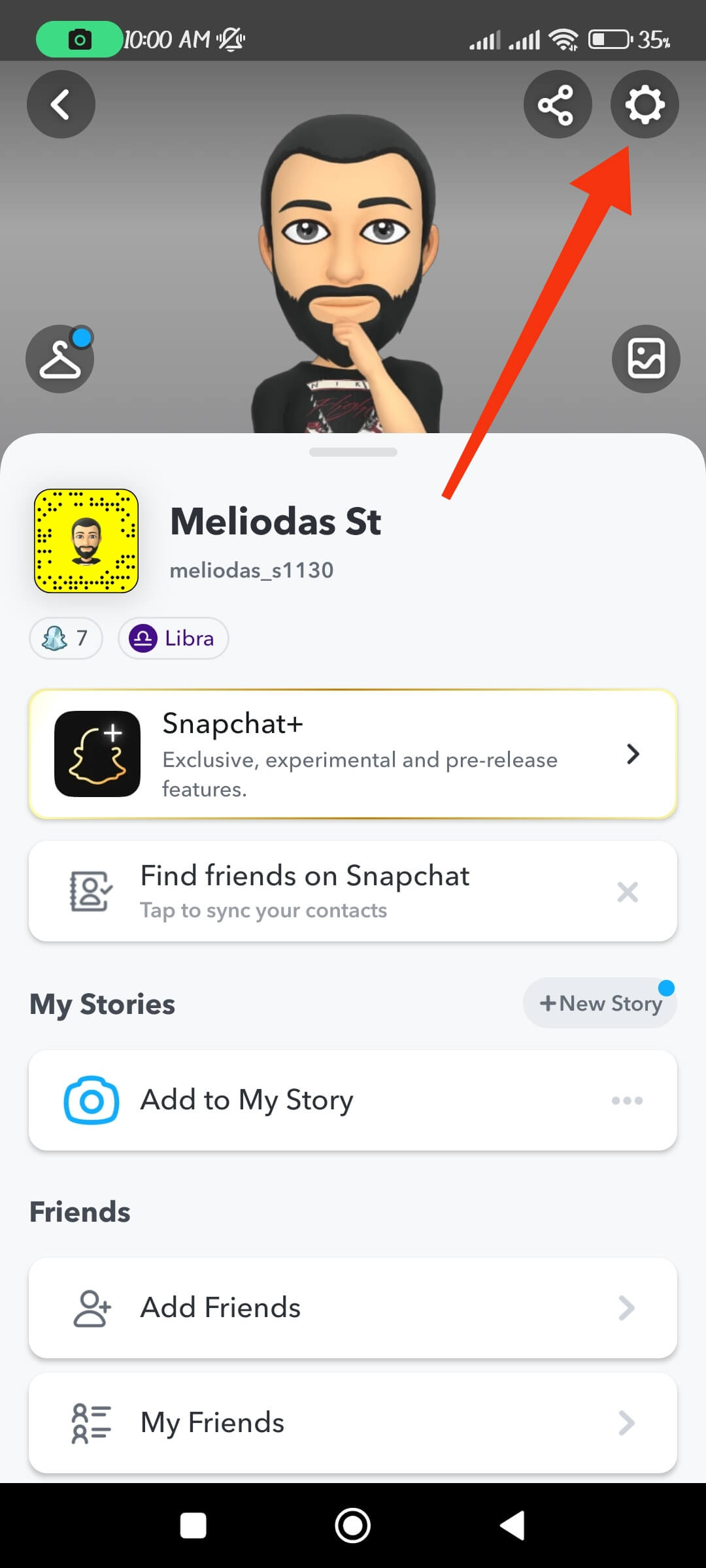 Snapchat profile settings