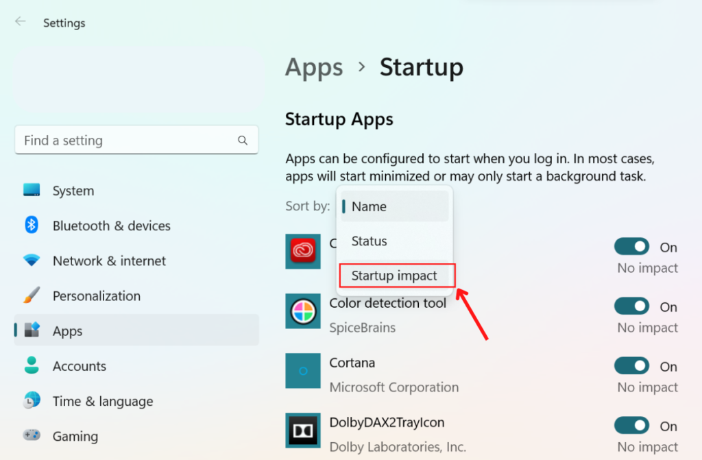 Disable Startup Apps in Windows 11
