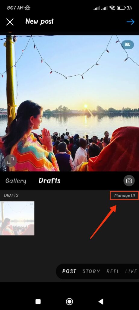 Manage draft post on Instagram 