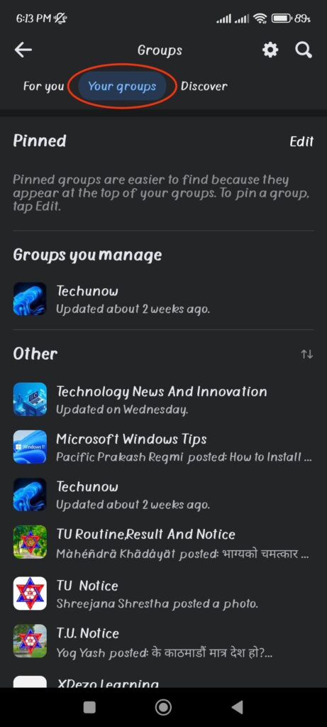 Your groups on FB