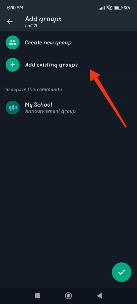 Add groups to WhatsApp Communities