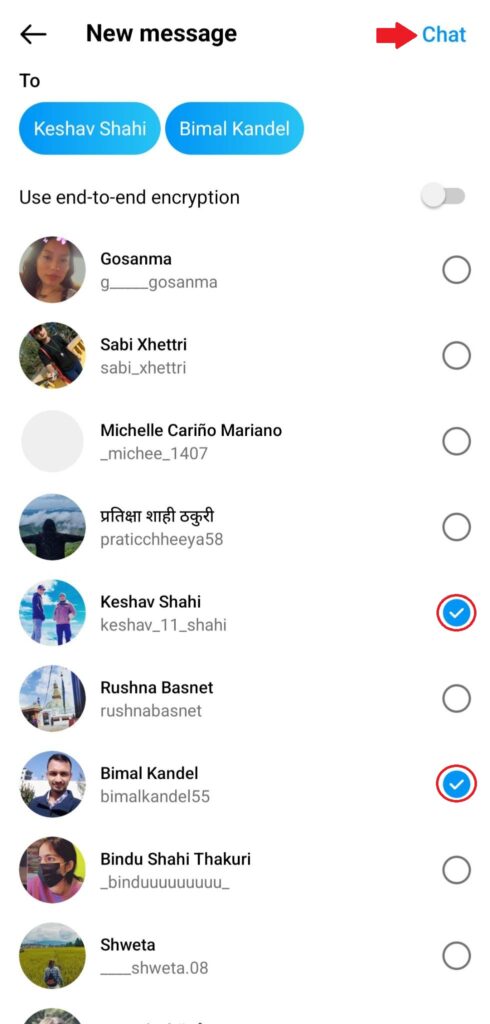 Create groups on Instagram