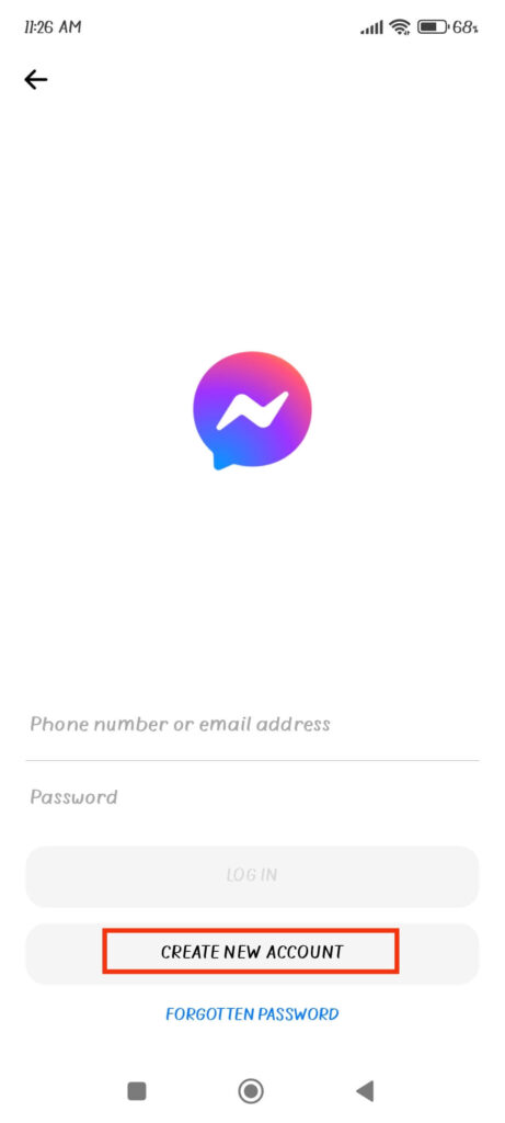 Create new messenger account
