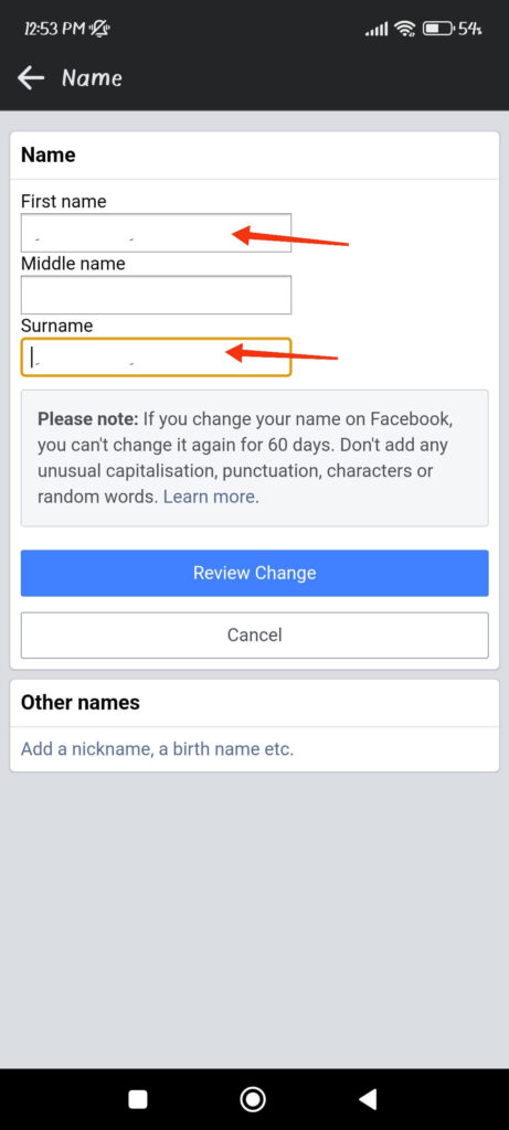 Remove Brackets on FB name