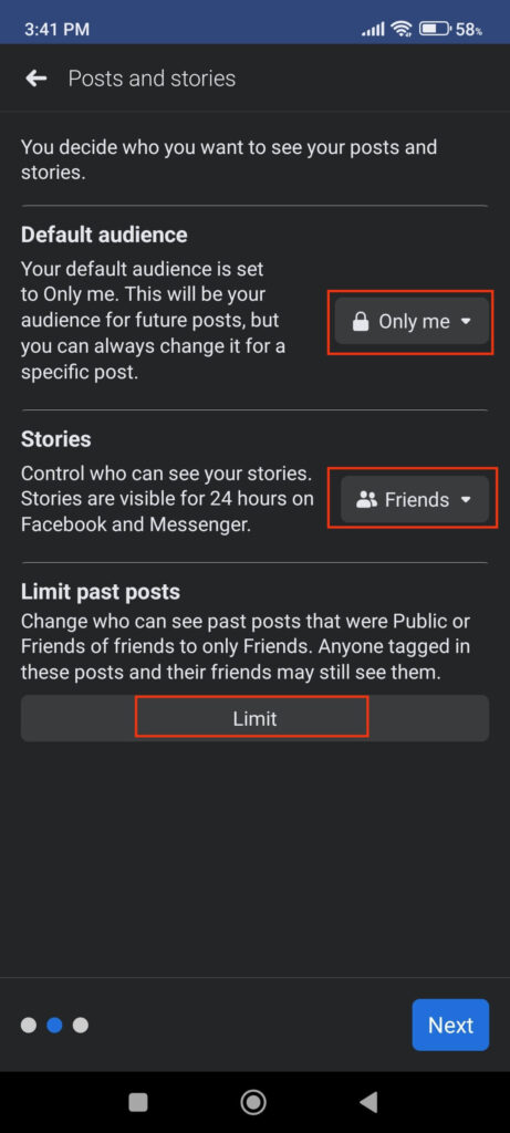 Hide Facebook post and stories