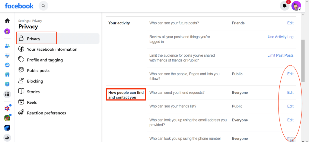 Hide Facebook Profile from privacy settings