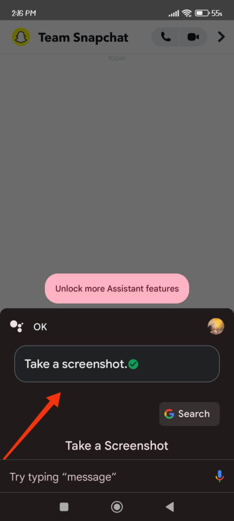 Screenshot with Google Assistant without them knowing