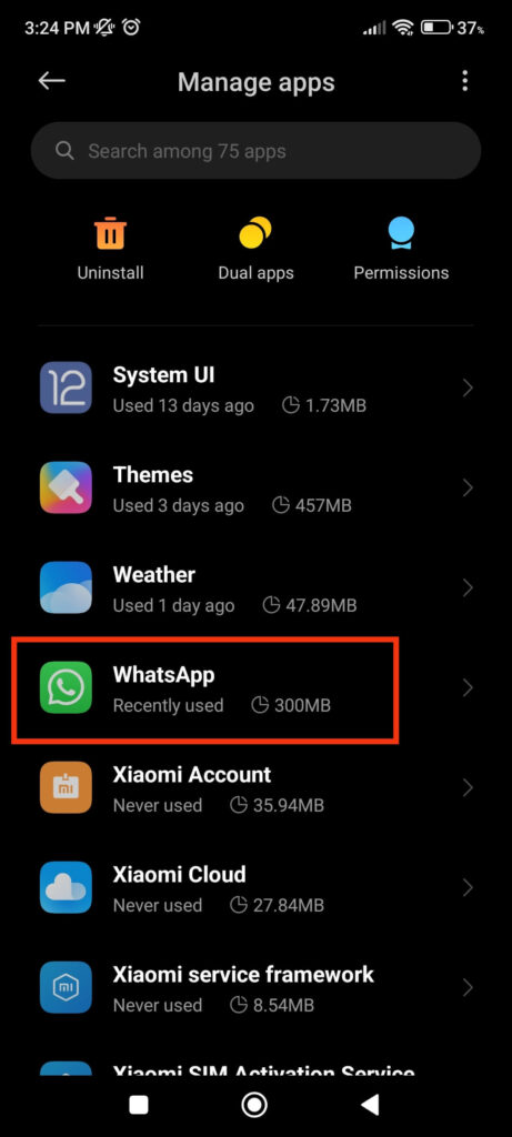 WhatsApp application