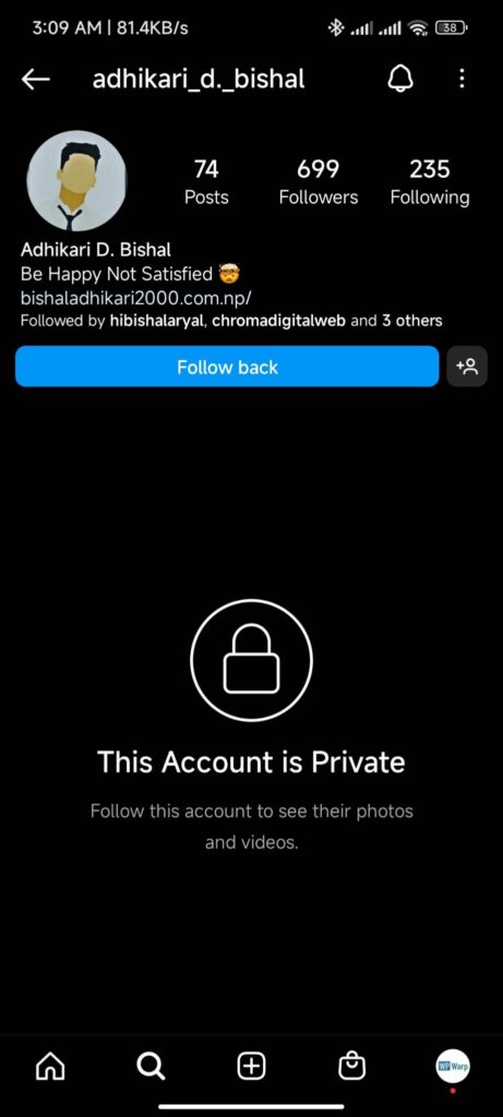 You will see a private account with the statement This Account is Private. Follow this to send private message instagram.