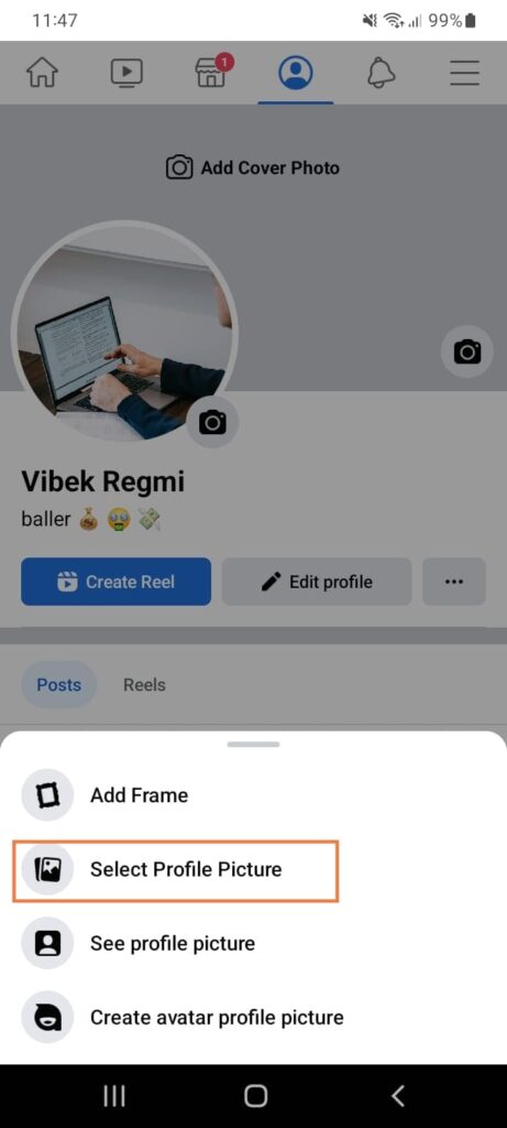 Update profile picture on android